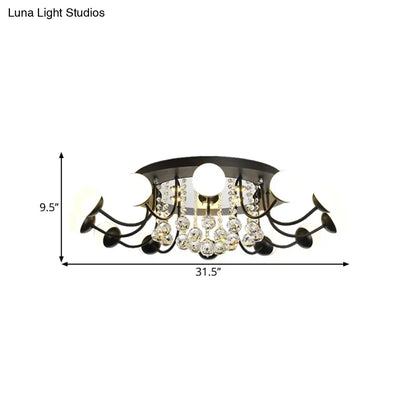 DecorBites™ DecorBites™ Hand-Cut Crystal Sphere Ceiling Light with Modern Design: 10/12-Head Black/White Mounting for Parlor with Warm/White Light