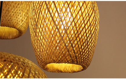 Hand-Knit Bamboo Pendant Ceiling Light