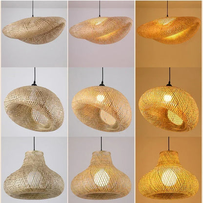 Hand-Knit Bamboo Pendant Ceiling Light