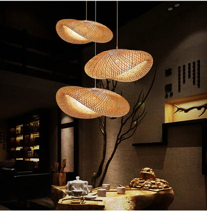 Hand-Knit Bamboo Pendant Ceiling Light