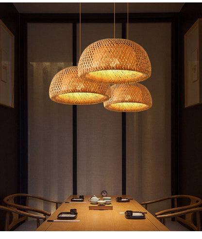 Hand-Knit Bamboo Pendant Ceiling Light