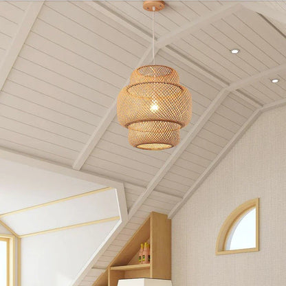 Hand-Knit Bamboo Pendant Ceiling Light