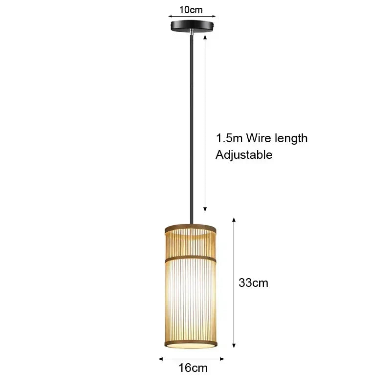 Hand-Knit Bamboo Pendant Ceiling Light - Dia 16x33cm / Ship with 24h / CHINA