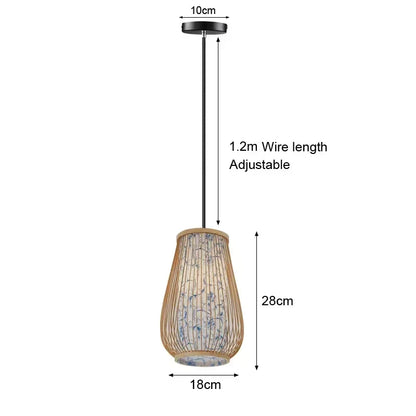 Hand-Knit Bamboo Pendant Ceiling Light - Dia 18x28cm / Ship with 24h / CHINA