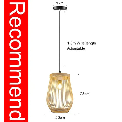 Hand-Knit Bamboo Pendant Ceiling Light - Recommend 20x23 / Ship with 24h / CHINA