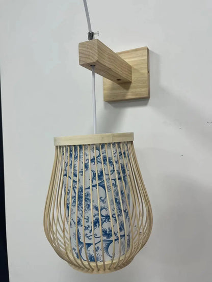 Hand-Knit Bamboo Pendant Ceiling Light - Wall 20x23cm 1 / Ship with 24h / CHINA