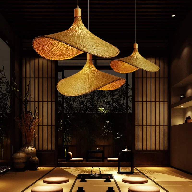 Hand Knitted Chinese Style Hanging Bamboo Lamps