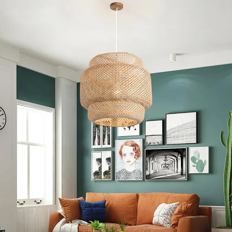 Hand Knitted Chinese Style Hanging Bamboo Lamps