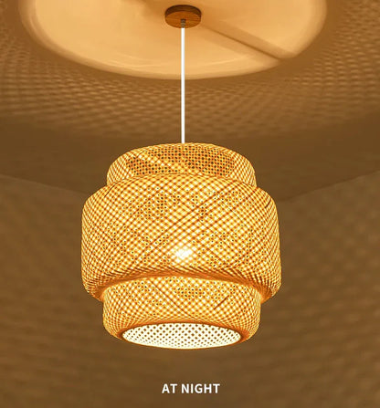 Hand Knitted Chinese Style Hanging Bamboo Lamps