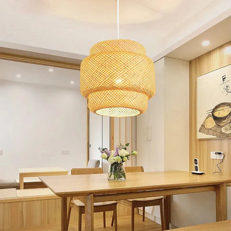 Hand Knitted Chinese Style Hanging Bamboo Lamps