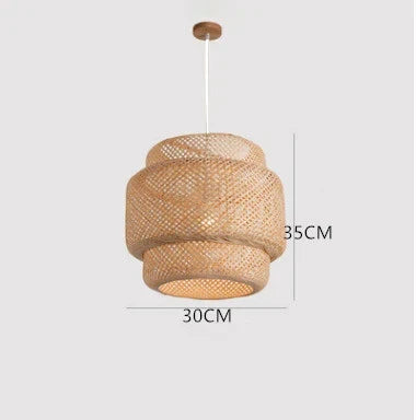 Hand Knitted Chinese Style Hanging Bamboo Lamps - B-30cm