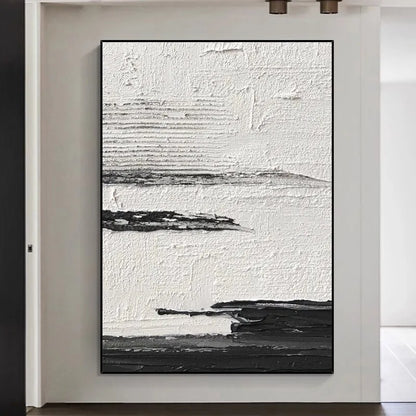 Hand-Painted Black & White Abstract Wall Painting - Posters