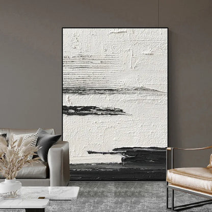 Hand-Painted Black & White Abstract Wall Painting - Posters