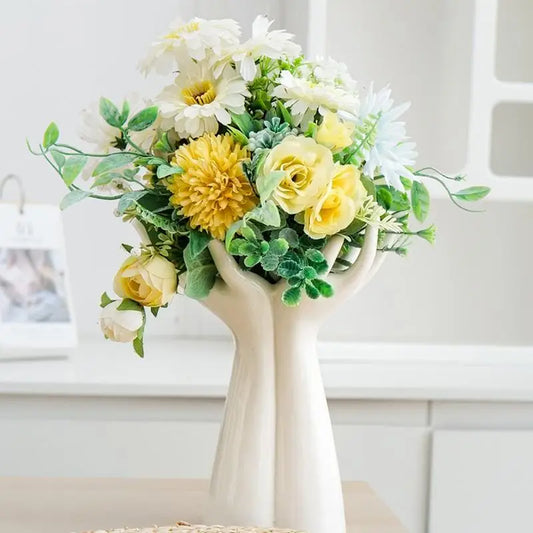 Hand Shaped Porcelain Flower Vase Home Decor - Vase