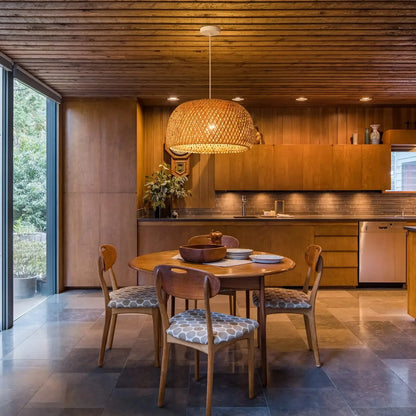 Hand-Woven Bamboo Lantern Pendant Light - 30CM