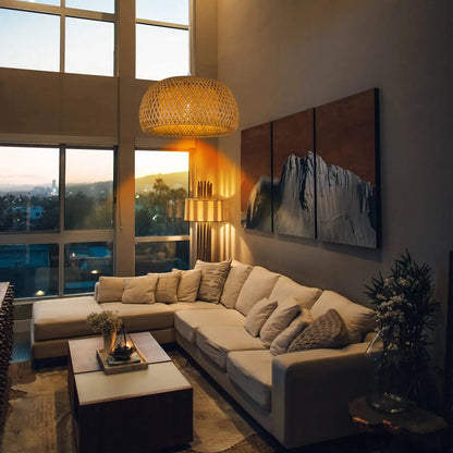 Hand-Woven Bamboo Lantern Pendant Light - 30CM