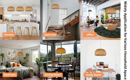 Hand-Woven Bamboo Lantern Pendant Light - 30CM