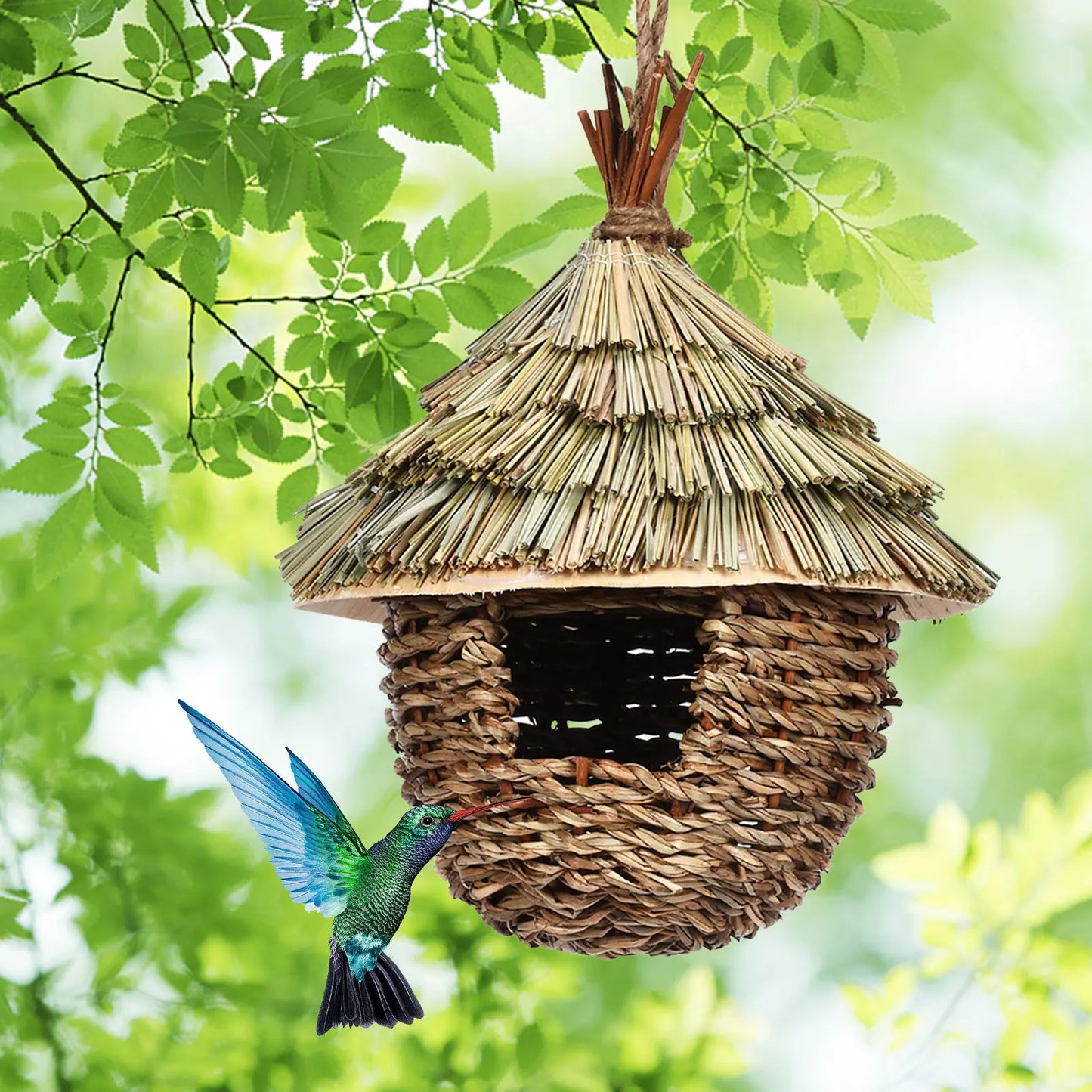 Hand-woven Hummingbird Nest House for Garden - CN
