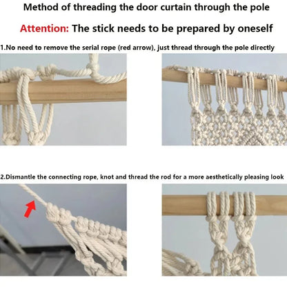 Hand-woven Macrame Door Curtain Bohemia Wall Hanging Tapestry For Home Window Doorway Bedroom Living Room Wedding