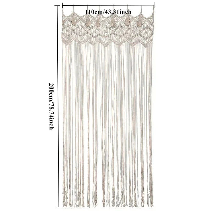 Hand-woven Macrame Door Curtain Bohemia Wall Hanging Tapestry For Home Window Doorway Bedroom Living Room Wedding