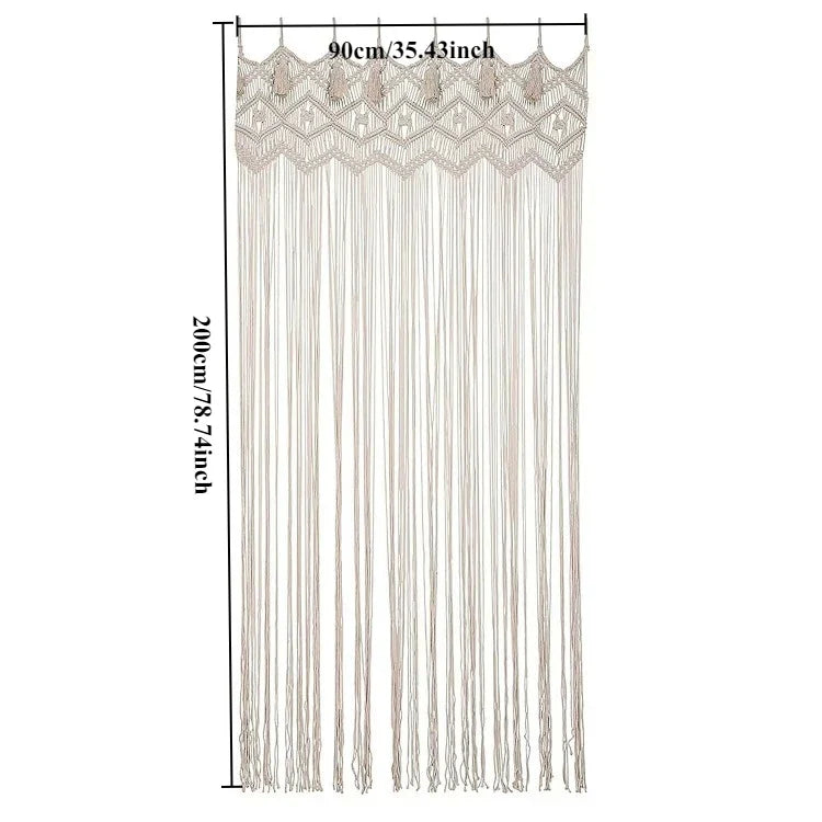 Hand-woven Macrame Door Curtain Bohemia Wall Hanging Tapestry For Home Window Doorway Bedroom Living Room Wedding