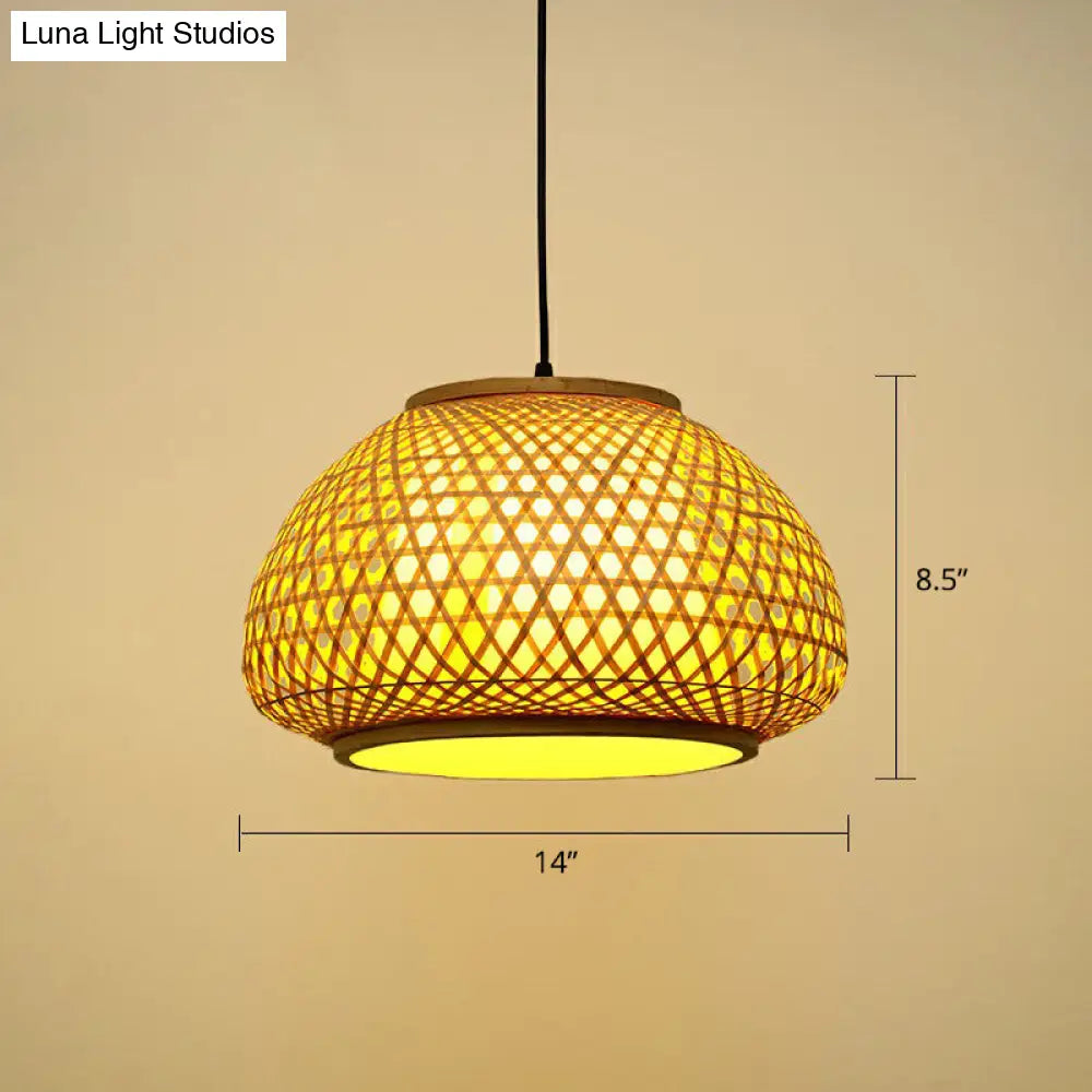 Handcrafted Bamboo Cage Pendant Light for Dining Room - Asian Inspired Design