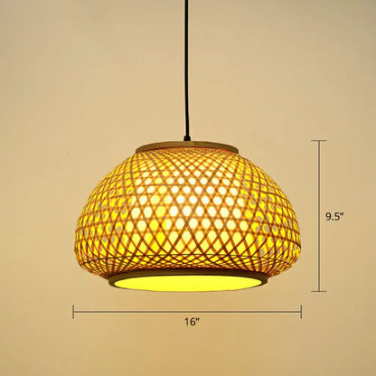 Handcrafted Bamboo Cage Pendant Light for Dining Room - Asian Inspired Design