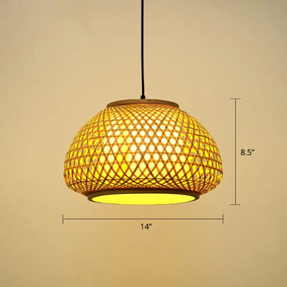 Handcrafted Bamboo Cage Pendant Light for Dining Room - Asian Inspired Design