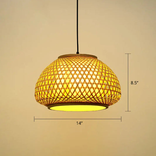 Handcrafted Bamboo Cage Pendant Light for Dining Room - Asian Inspired Design