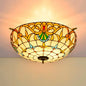 Handcrafted Baroque Dome Semi Flush Mount Ceiling Lamp with 5 Stained Glass Bulbs in White/Blue – 21.5"/25.5" W