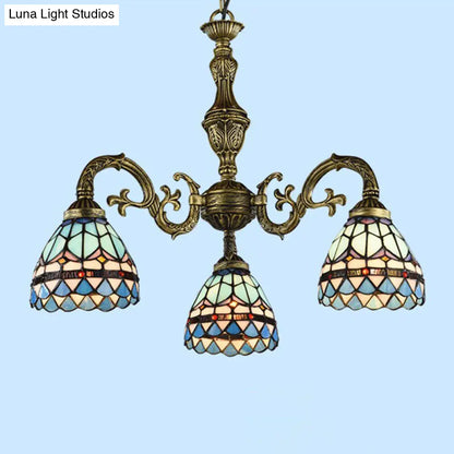 Handcrafted Stained Glass Chandelier with Bronze Finish - Perfect for Dining Room Ceiling
