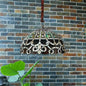 Handcrafted Stained Glass Domed Chandelier with 3 Bulbs - Baroque Brass Hanging Lamp