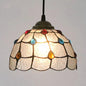 Handcrafted Tiffany-Style Art Glass Ceiling Light with White/Blue Textured Flare Design - 1 Head Suspended Fixture