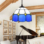 Handcrafted Tiffany-Style Suspension Lamp - Green/Light Blue/Dark Blue