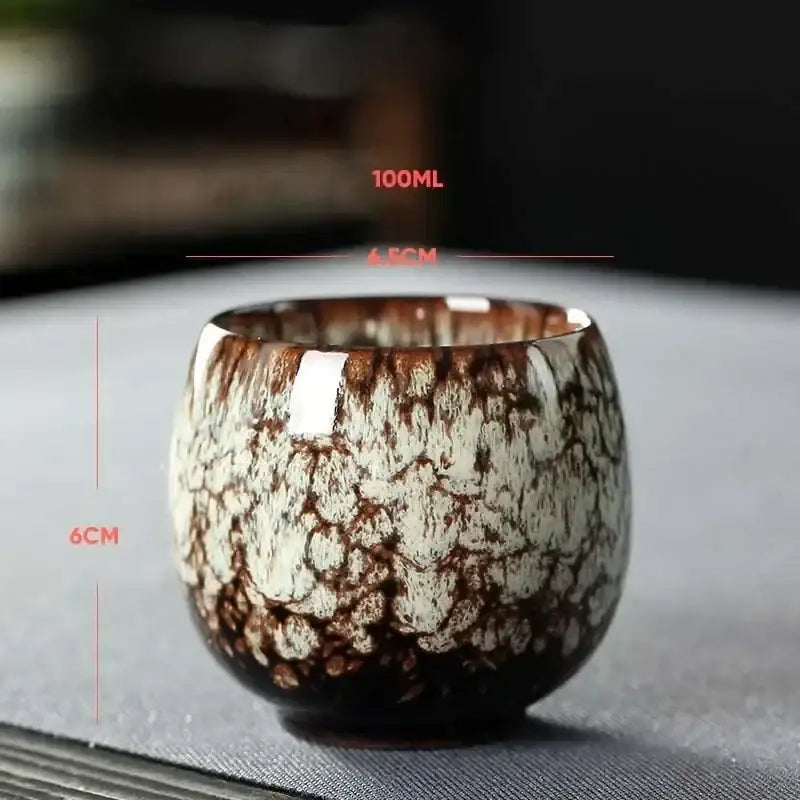 Handcrafted vibrant decorbites ceramic cup set with crackled brown and white glaze and glossy finish ideal for dining room gift box