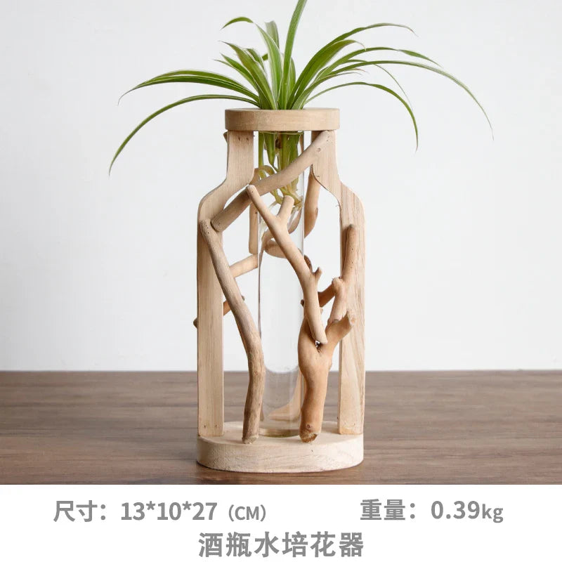 Handcrafted Wooden Vase for Creative Home Decor - A - Vase