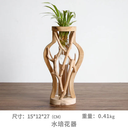 Handcrafted Wooden Vase for Creative Home Decor - B - Vase