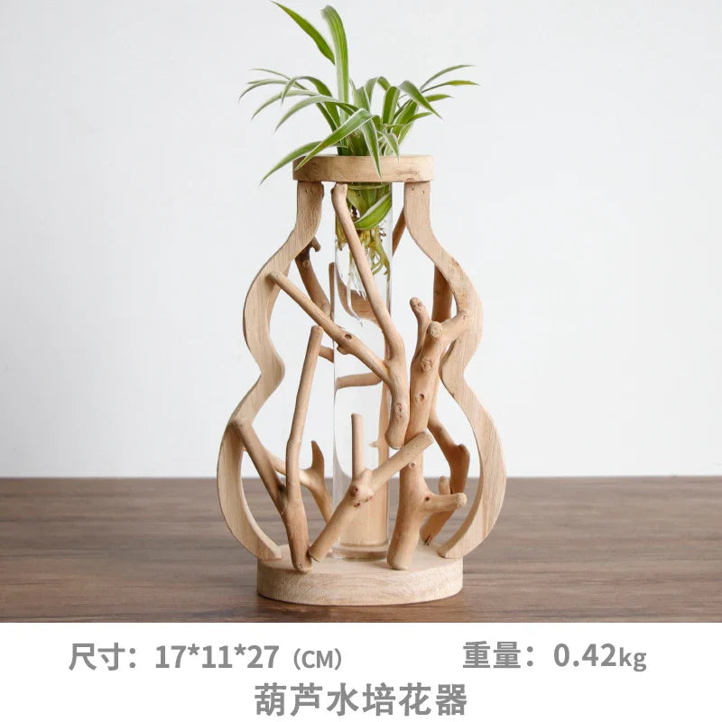 Handcrafted Wooden Vase for Creative Home Decor - C - Vase