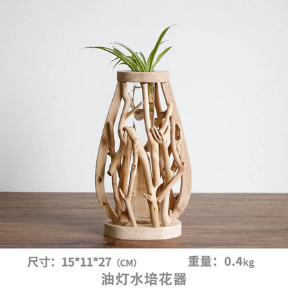 Handcrafted Wooden Vase for Creative Home Decor - E - Vase