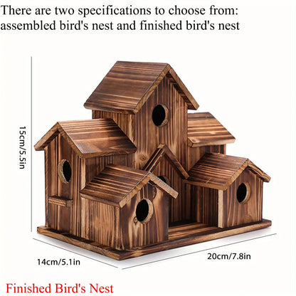 Handmade 6-Hole Hanging Bird House