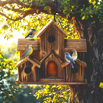 Handmade 6-Hole Hanging Bird House