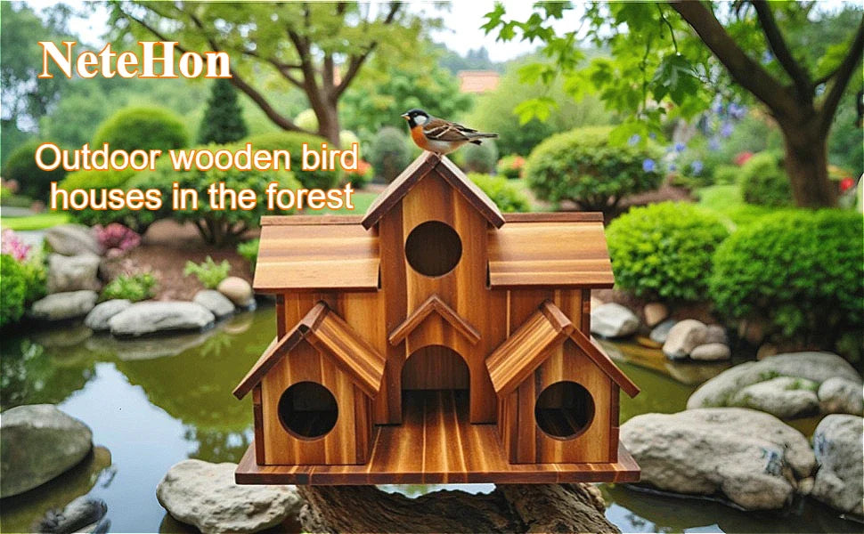Handmade 6-Hole Hanging Bird House