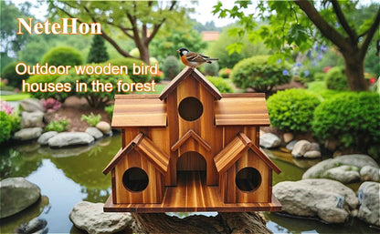 Handmade 6-Hole Hanging Bird House