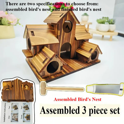 Handmade 6-Hole Hanging Bird House