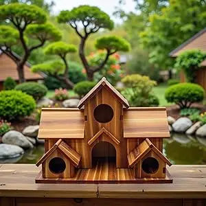 Handmade 6-Hole Hanging Bird House