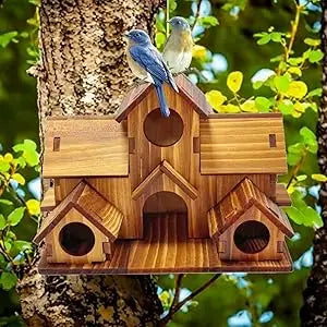 Handmade 6-Hole Hanging Bird House