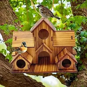 Handmade 6-Hole Hanging Bird House