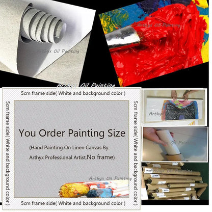 Handmade Abstract City Oil Painting Modern Wall Art - Posters