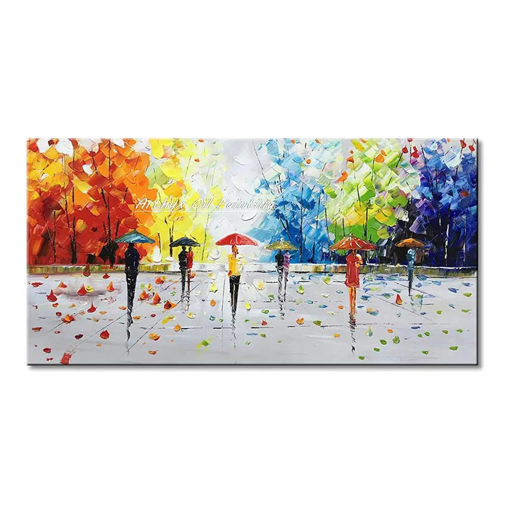 Handmade Abstract City Oil Painting Modern Wall Art - CJ170321 / 40x80cm unframed - Posters