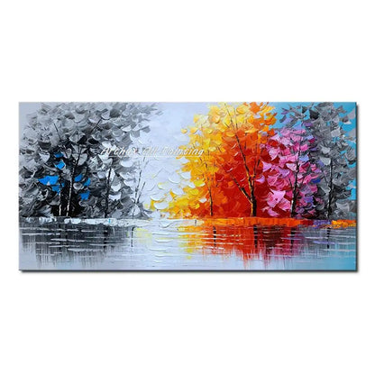 Handmade Abstract City Oil Painting Modern Wall Art - CJ170322 / 40x80cm unframed - Posters